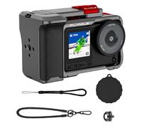 Funda de aluminio con agarre para selfie de cámara para DJI Osmo Ation 6, jaula de metal con asa, soporte de zapata fría y correa de mano para fotografía callejera