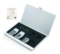 Funda de aluminio para tarjeta SIM, 6 ranuras ultrafinas con kit adaptador de tarjeta SIM para viajeros o viajes de vacaciones (6SIM + plata)