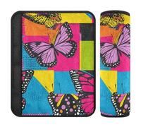 Funda de asiento de coche con diseño de mariposas estéticas de arte geométrico, 2 piezas, libera el estrés en tu cuello y hombros para mochila, funda para cinturón de carro
