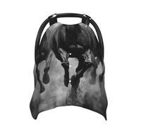 Funda de asiento de coche para bebé, diseño de caballos en blanco y negro, funda de asiento de coche para bebé, funda de asiento de coche para niñas y niños