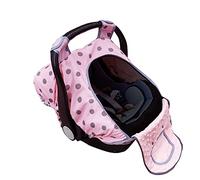 Funda de asiento de coche para niñas, fundas de asiento de coche para bebé, toldo para portabebés, ventana en puerta con cremallera abierta, 2 capas, puntos rosados