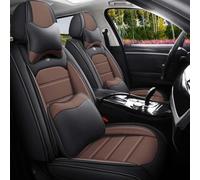 Funda de asiento de cuero for Ford Bronco Sport 2021-2024, cómodas fundas impermeables, accesorios interiores, protector de vehículo compatible con airbag.(Black+coffee,2PCS Front with Pillow)