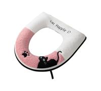 Funda de asiento de inodoro de dibujos animados, diseño de felpa, diseño de fácil instalación, accesorio para el hogar para niños, diseño de gato