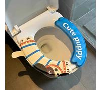 Funda de asiento de inodoro de EVA, 36 x 8 cm, paquete de 4 unidades, impermeable, accesorio de baño de dibujos animados, suave, cómodo, almohadilla antideslizante para uso en el hogar y hotel (azul)