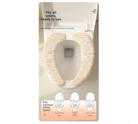 Funda de asiento de inodoro de felpa lavable, diseño grueso en forma de U con cierre de cremallera para un ajuste seguro y fácil extracción (C)