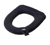 Funda de asiento de inodoro de felpa suave con asa para invierno, tela lavable y transpirable diseñada para proporcionar comodidad y adaptarse a la mayoría de inodoros estándar (negro)
