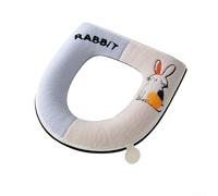 Funda de asiento de inodoro de terciopelo cálido grueso con cremallera para una amortiguación cómoda, lavable y reutilizable, se adapta a la mayoría de tamaños estándar para uso en baño (bordado azul)