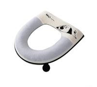 Funda de asiento de inodoro de terciopelo grueso acolchado con cremallera, lavable y duradera para uso diario en inodoros de tamaño estándar (azul tumbado)