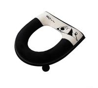 Funda de asiento de inodoro de terciopelo grueso acolchado con cremallera, lavable y duradera para uso diario en inodoros de tamaño estándar (tumbado negro)