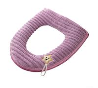 Funda de asiento de inodoro para uso en clima frío con fibra suave agradable a la piel y respaldo de piel sintética para inodoros en forma de U (morado)