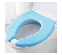 Funda de asiento inodoro lavable, impermeable, con adhesivo, cojín espuma, en forma V, arandela, implemento baño, artículos for el hogar(V-shaped Blue)