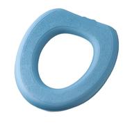 Funda de asiento inodoro lavable, impermeable, con adhesivo, cojín espuma, en forma V, arandela, implemento baño, artículos for el hogar(O-shaped SeaBlue)