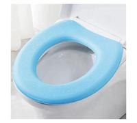 Funda de asiento inodoro lavable, impermeable, con adhesivo, cojín espuma, en forma V, arandela, implemento baño, artículos for el hogar(O-shaped Blue)