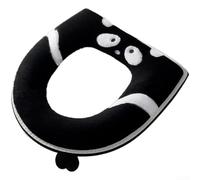 Funda de asiento lavable de felpa para lavadora, color negro (C) | Tela de felpa ultrasuave, tacto cálido para invierno, cierre de cremallera, ajuste ovalado estándar, comodidad acogedora