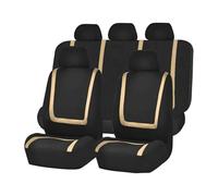 Funda de Asiento para Coche para Seat Leon ST Estate 2013-2026, Protectores de Asiento de Poliéster Transpirable Accesorios de Interior de Automóvil Duraderos Resistentes,Beige-9-piece Set