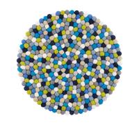 Funda de asiento redonda myfelt con forma de bola de fieltro multicolor - azul-verde