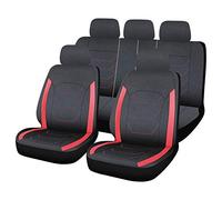S SUMEX Funda de Asientos Universales para Coche, Juego Dos Asientos Delanteros y Traseros de Polipiel con Relleno de Foam de 3mm, Modelo Napoles en Negro con Lineas Bordadas y Franjas Laterales