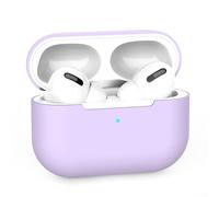 Funda de auriculares compatible con AirPods Pro con cubierta de silicona a prueba de golpes, apertura de puerto de carga y gancho de metal para un transporte seguro (morado)