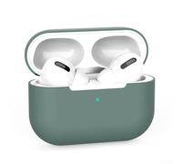 Funda de auriculares compatible con AirPods Pro con cubierta de silicona a prueba de golpes, apertura de puerto de carga y gancho de metal para un transporte seguro (azul oscuro)