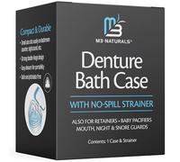 Funda de baño para dentaduras postizas y estuche de retención aprobado por la FSA HSA para retenedores Invisalign, protector bucal, kit limpiador de dentaduras postizas con colador sin derrames,