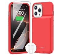 Funda de batería para iPhone 16 Pro Max, 15 W, carga rápida, 8500 mAh, ultradelgada, ligera, recargable, anticaídas, caja de jugo de TPU para iPhone 16 Pro Max (6.9 pulgadas), color rojo