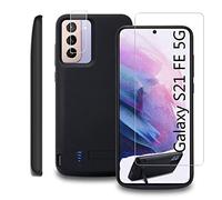 Funda de batería para Samsung Galaxy S21 FE 5g, 5000 mAh, portátil, Recargable,Cargador de batería ampliado, Banco de energía, S21fe Funda Protector de Pantalla Protectores de cámara