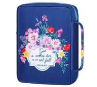 Funda de Biblia para Mujer, Fundas de Biblia Estampado Floral Funda de Libro Funda de Libro Bolsa de Iglesia Bolsa de Biblia Impermeable con Asas Organizador de Biblia Tote de Gran Capacidad, azul