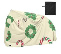 Funda de bicicleta con diseño de corona de Navidad, con diseño de bastón de caramelo, resistente a los rayos UV, para guardar bicicletas