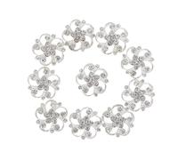 Funda de Botones con Pedrería 10 Uds. Botones de diamantes imitación flores for horquillas, decoración ropa, manualidades Vintage, accesorios costura for(Color 15)