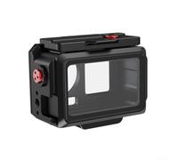 Funda de buceo de aluminio para cámara de acción 5-80 m, carcasa de metal impermeable con soporte de zapata fría y liberación rápida para fotografía subacuática, buceo, esnórquel, 92 x 67 mm (negro1)