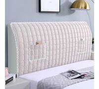 Funda de cabecera de Cama con patrón de Cuadros de Terciopelo y Bolsa de Almacenamiento, Fundas de cabeceras de Tela elástica Sencilla para Camas Dobles tamaño súper King- Beige 2||120cm