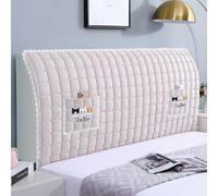Funda de cabecera de Cama con patrón de Cuadros de Terciopelo y Bolsa de Almacenamiento, Fundas de cabeceras de Tela elástica Sencilla para Camas Dobles tamaño súper King- Beige|| 150cm