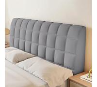 Funda de cabecero, fundas de cabecera a prueba de polvo, a rayas, todo incluido, funda protectora a prueba de polvo, acolchada y gruesa, lavable (gris oscuro, 210 cm)