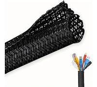 Funda de cable flexible dividida para gestión de cables, funda organizadora de cables expandible trenzada de 10 pies de 1/4 pulgadas, protector de cubierta de cable autoenvolvente para TV, computadora