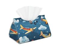 Funda de caja de pañuelos de avión de dibujos animados, de piel sintética, soporte para caja de pañuelos para hogar, oficina, coche, escritorio o tocador, servilletas decorativas y dispensador facial