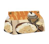 Funda de caja de pañuelos impermeable de piel sintética con forma de cubo de pañuelos, soporte para cajas de papel facial de arroz vegetal, decoración moderna del hogar para tocador, baño, dormitorio
