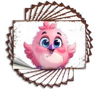 Funda de calcomanías medio adorable pájaro rosa con grandes ojos azules para billar, decoración de casa de lago, fácil de despegar (6 x 9 cm)