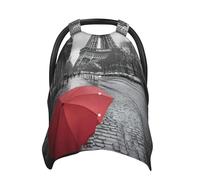 Funda de capazo con torre Eiffel Paris Rue - Paraguas rojo - Funda de lactancia suave para bebé niña y niño