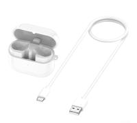 Funda de carga inalámbrica para Samsung Buds3 Pro R630, caja de batería de repuesto ABS compacta con emparejamiento automático, negro (blanco)