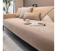 Funda de chenilla suave para sofá de 1/2/3 plazas, funda de sofá de piel antideslizante, ajuste universal, protector en forma de L, marrón claro, 90 x 180 cm, duradera y elegante decoración del hogar