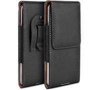 moex Funda con enchufe para ZTE Blade V70 Vita con clip para cinturón, funda de piel sintética, funda para teléfono móvil, funda de piel sintética, funda protectora para cinturón, color negro