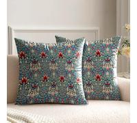Funda de cojín 50 x 50 cm William Morris azul, decoración para cojines de sofá, juego de 2 fundas de cojín de diseño reversible, cojín decorativo, funda de cojín para sofá, funda de cojín para el