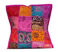 Funda de cojín bordada, estilo étnico con lentejuelas