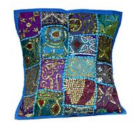 Funda de cojín bordada, estilo étnico con lentejuelas