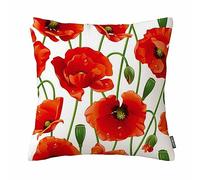 Funda de cojín con diseño de amapola roja para decoración del hogar, 45,7 x 45,7 cm