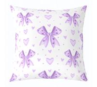 Funda de cojín con diseño de corazón y lazo morado de 40,6 x 40,6 cm, para niñas, adolescentes, mujeres, adolescentes, niños, romántica funda de almohada con lazo de mariposa