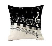 Funda de CojíN con Notas Musicales, Funda de Almohada Decorativa de la Serie New-Living, DiseñO de Doble Cara, C