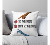 Funda de cojín cuadrada de poliéster y lino y terciopelo, con cremallera, decoración para sofá, sillón, con estampado de Tax The Robots Don't Tax The Robots