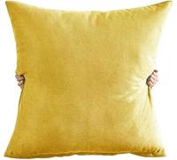 Funda de Cojín Cuadrado 50x50 60x60 70x70 80x80 cm, Cojines para Sofá Extra Grande de Terciopelo, Fundas Decorativas Suaves con Cremallera Invisible para Sillón Cama(Yellow,50 x 50 cm)