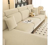 Funda De CojíN De Asiento De Sofá Cubre Protector De CojíN De Respaldo De Sofá EláStico 1 2 3 4 Plazas Cubierta De CojíN Repuesto Para Sofá, Lavable(1 Seater Cover L: 65-95cm, W: 65-95cm,Beige)